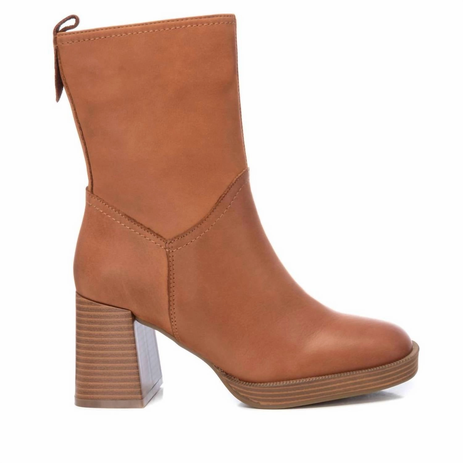 Carmela Collection Leather Booties In Camel Leopard Tone