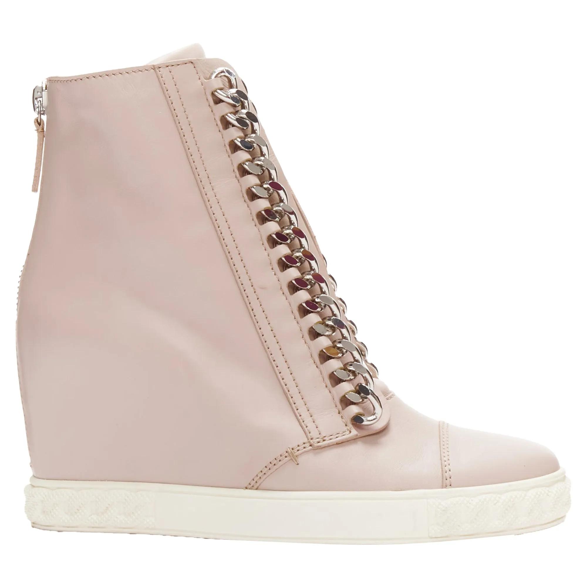 Casadei leather silver chain trim ankle wedge sneakers Quick-Dry Wild Soul