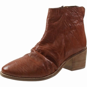 Anti-Skid Urban Everyday Hellina Womens Gathered Leather Ankle Boots