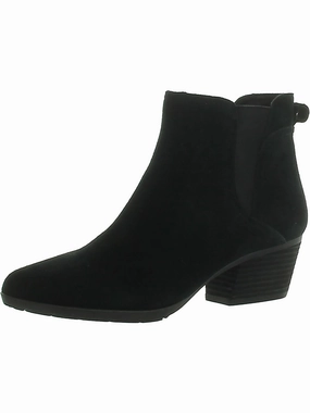 Victory Womens Suede Stacked Heel Ankle Boots Casual Gathering