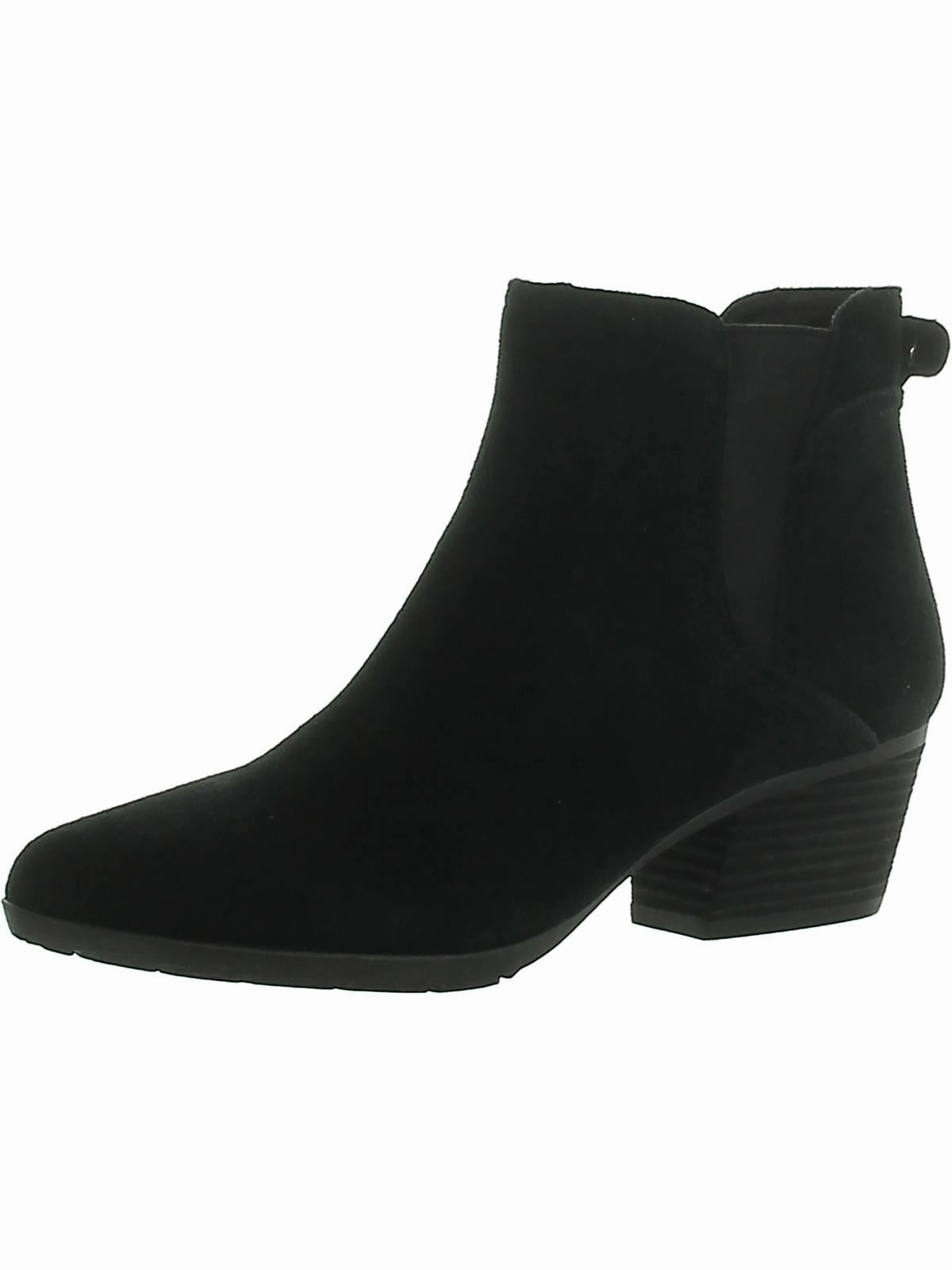 Seamless Comfort Night Travel Victory Womens Suede Stacked Heel Ankle Boots