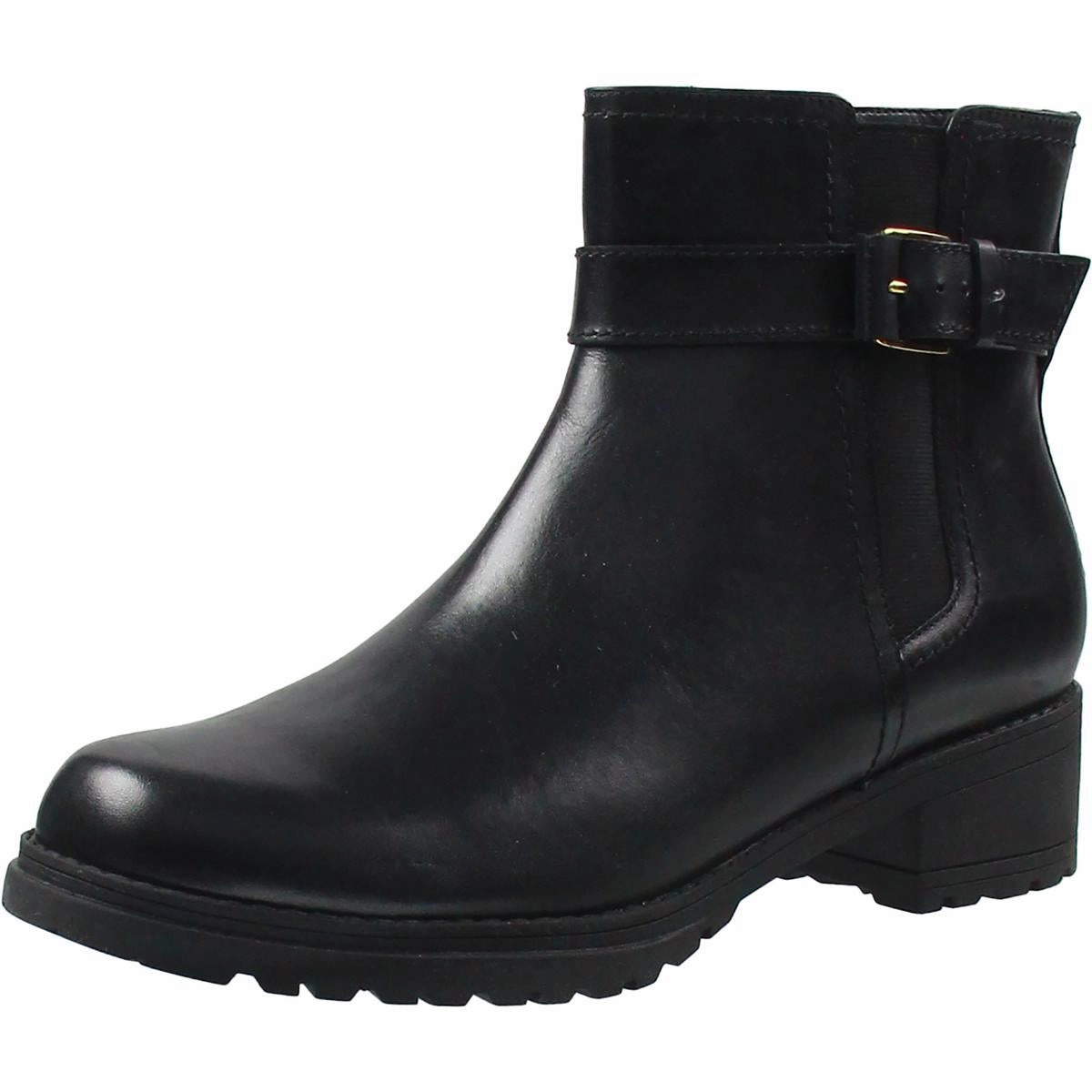 Catherine  Womens Buckle Faux Leather Ankle Boots Eco Material Snowy Path