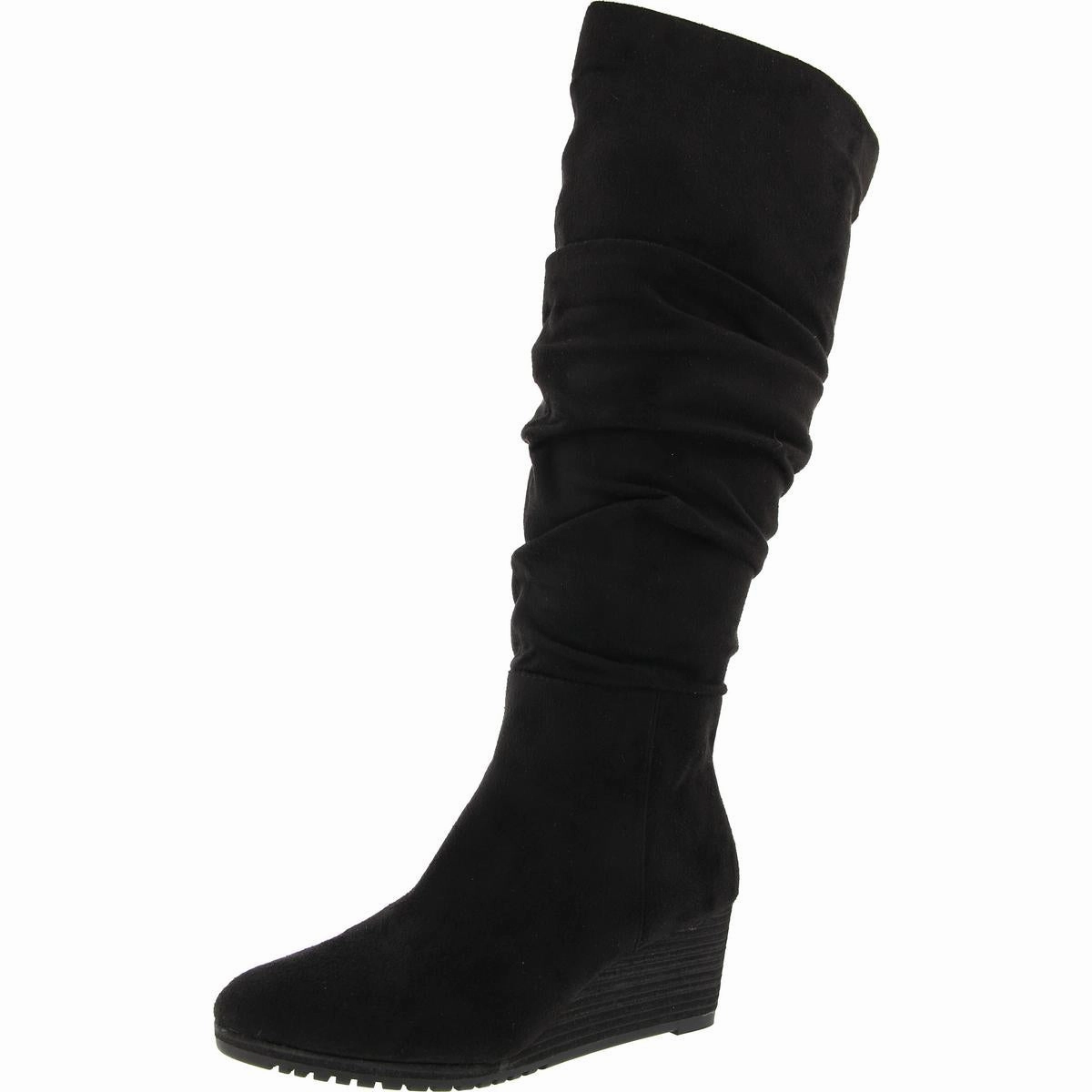 Central Womens Faux Suede Wedge Knee-High Boots City Travel