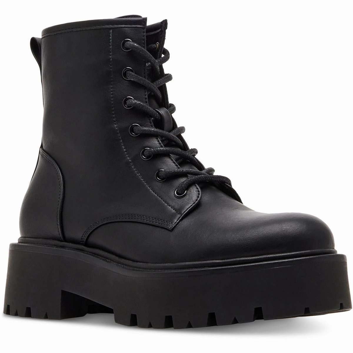 CHANNT Womens Lace-Up Manmade Motorcycle Boots Shock Absorbing Street Style