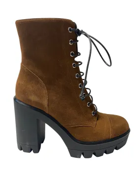 synthetic material Smooth Design Giuseppe Zanotti Ankle Lace Up Boots in Brown Suede