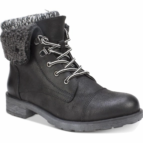 Womens Mixed Media Lug Sole Lace-Up Boot Neutral Style RubberOutsole