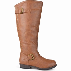 Womens Studded Faux Leather Knee-High Boots Eco Material Rough Terrain french chic