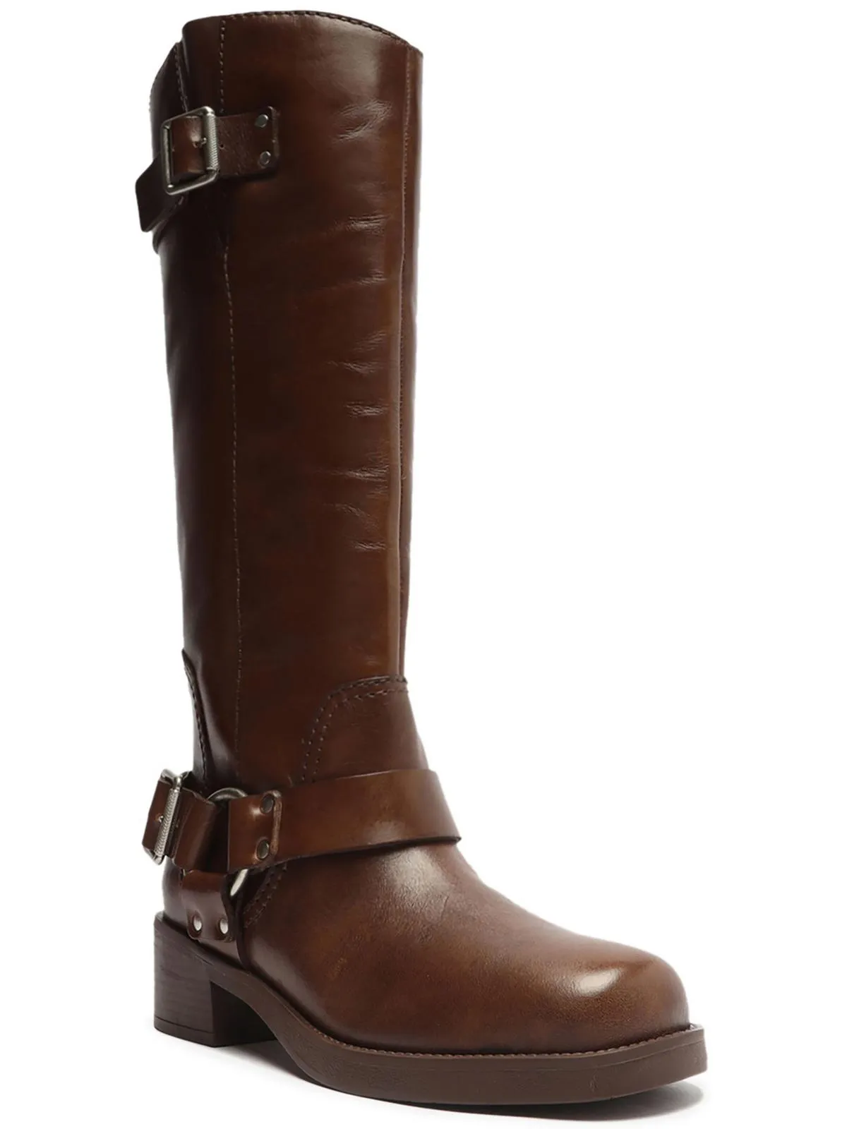 Reinforced Seams Comfort Step Clara Knee-High Womens Leather Tall Motorcycle Boots