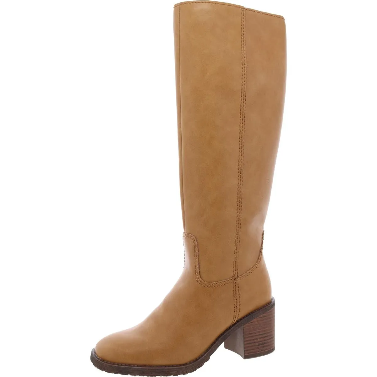 Cindy Womens Zipper Faux Leather Knee-High Boots soft fit