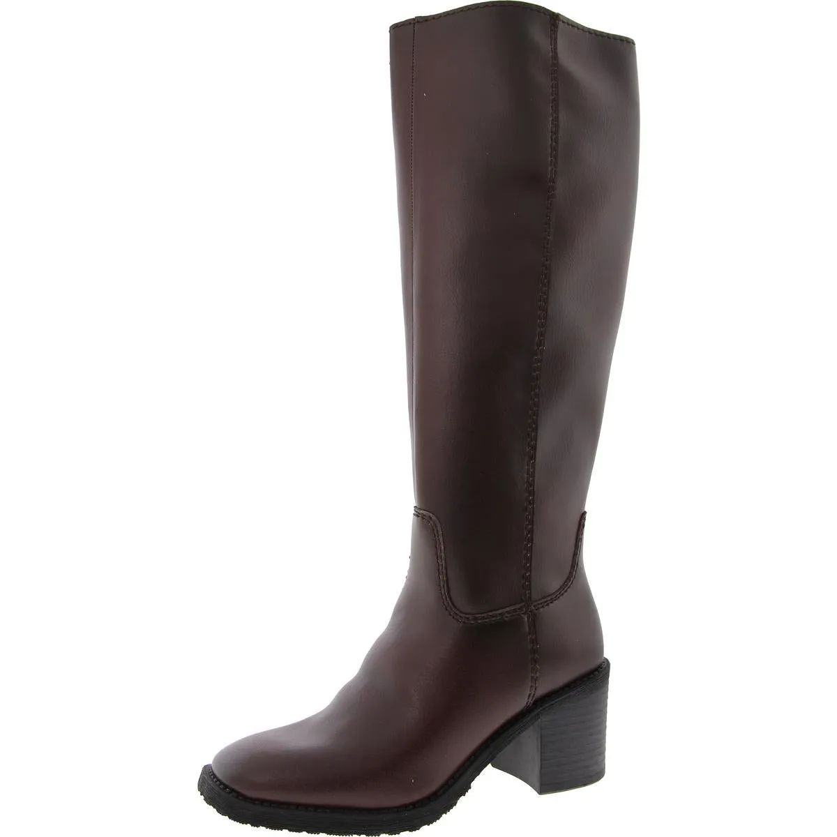 Cindy Womens Zipper Faux Leather Knee-High Boots Anti microbial