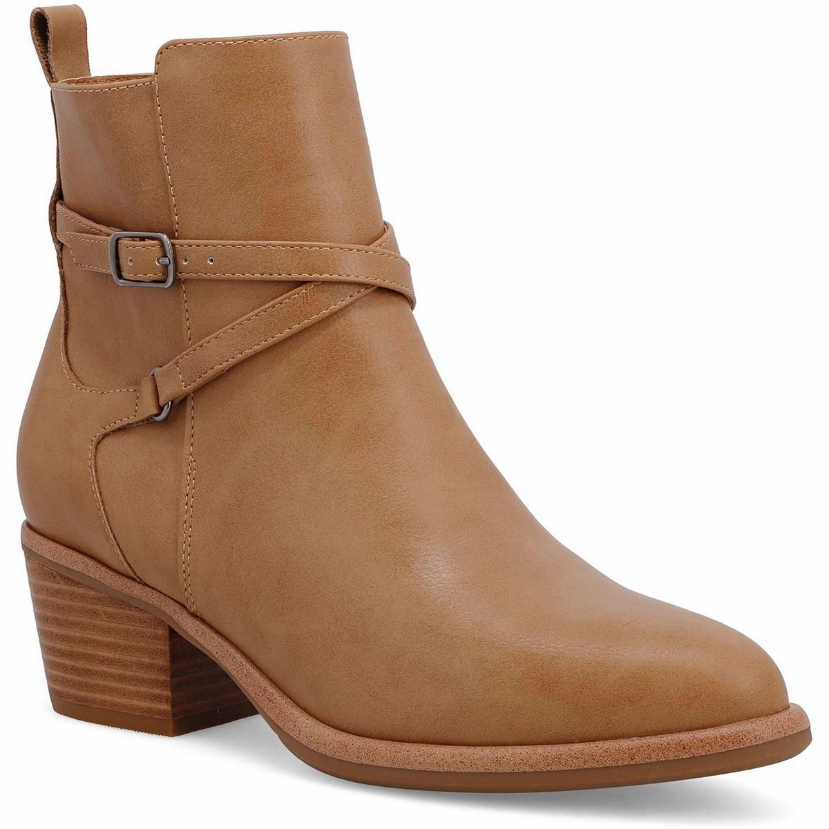 Work Utility Thermal Core Windy Weather Santina Womens Faux Leather Stacked Heel Ankle Boots