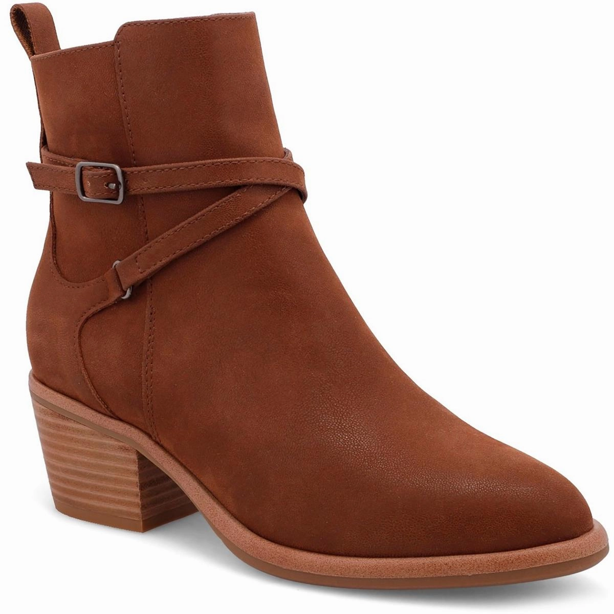 Comfort Buckles Santina Womens Faux Leather Stacked Heel Ankle Boots