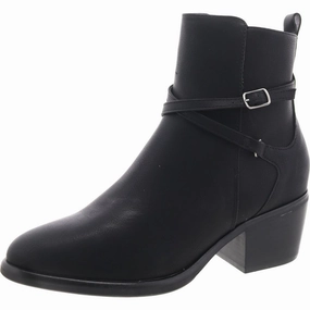 Hiking Style Santina Womens Faux Leather Stacked Heel Ankle Boots