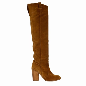 Anti   Bacterial Suede Over the Knee Light Brown Boots - '20s