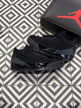 Jordan 3 Black Cat (Taille 45) Performance Wear Stretch Knit Upper