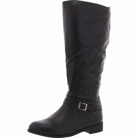 SlipResistant Womens Buckle Faux Leather Knee-High Boots