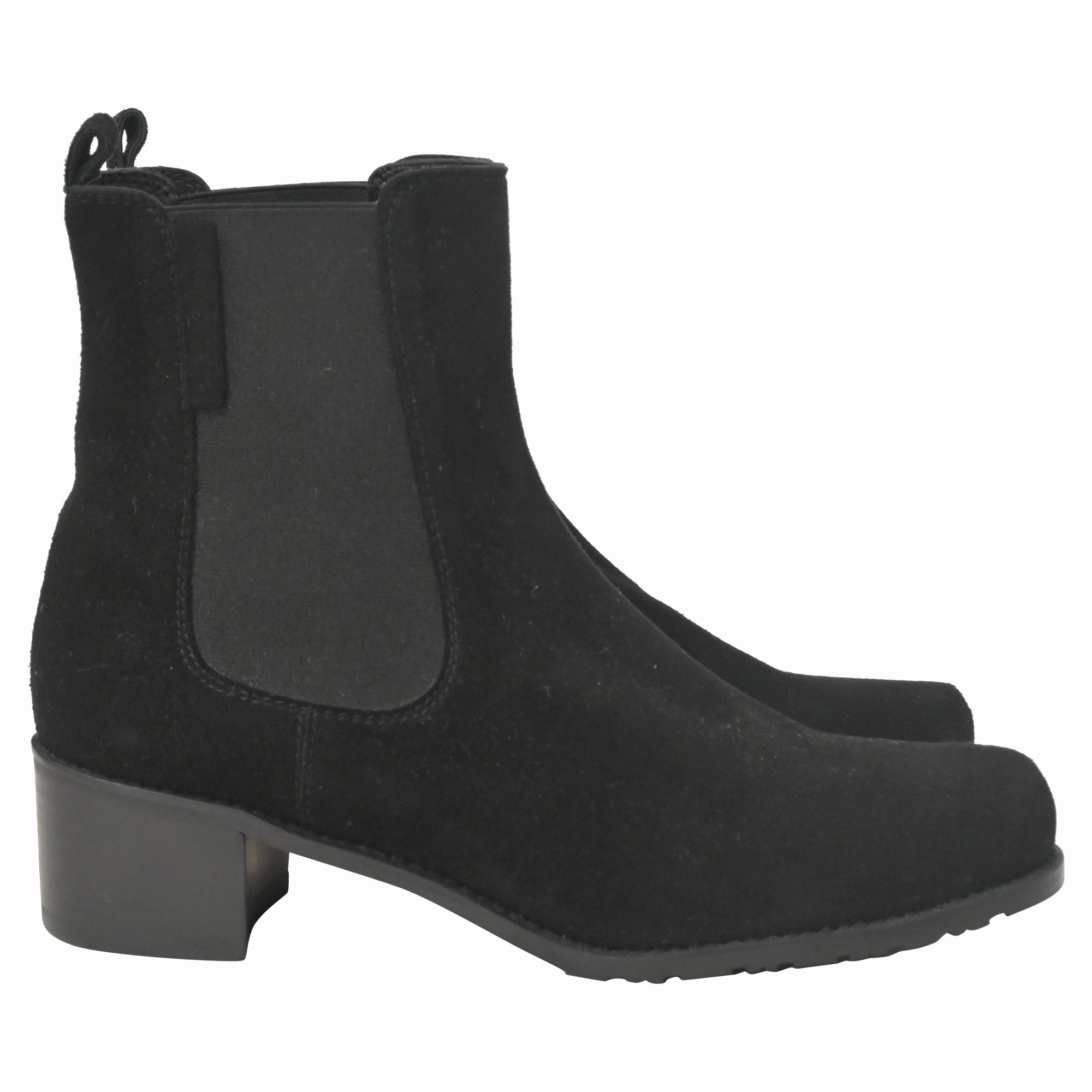 Stuart Weitzman Laine Chelsea Boots in Black Suede Seamless Feel