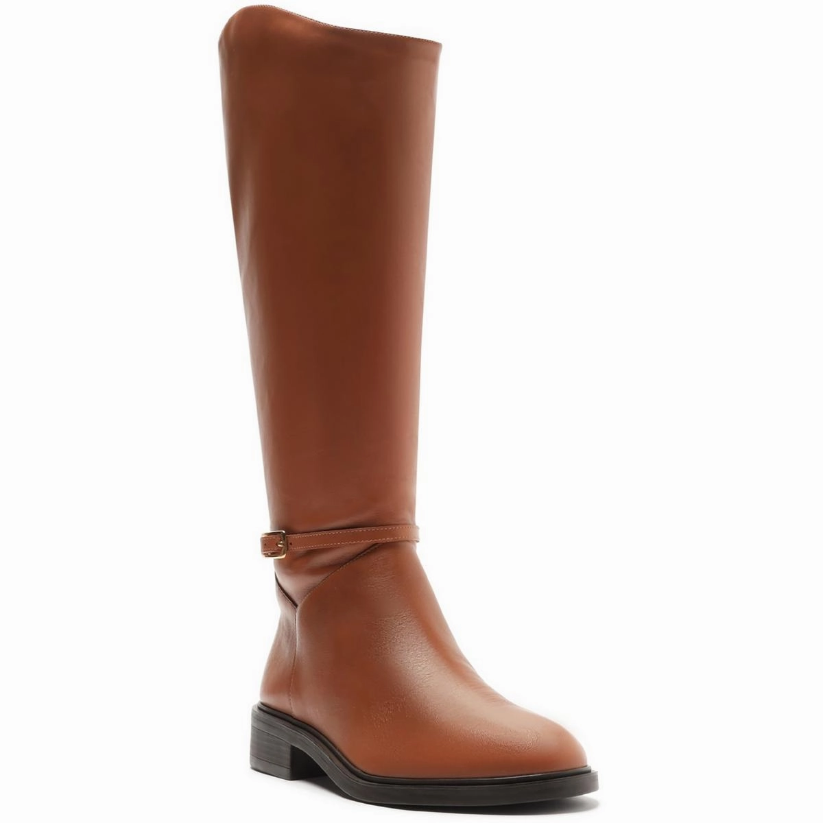 Bota Salto Baixo Womens Solid Leather Knee-High Boots removable insoles