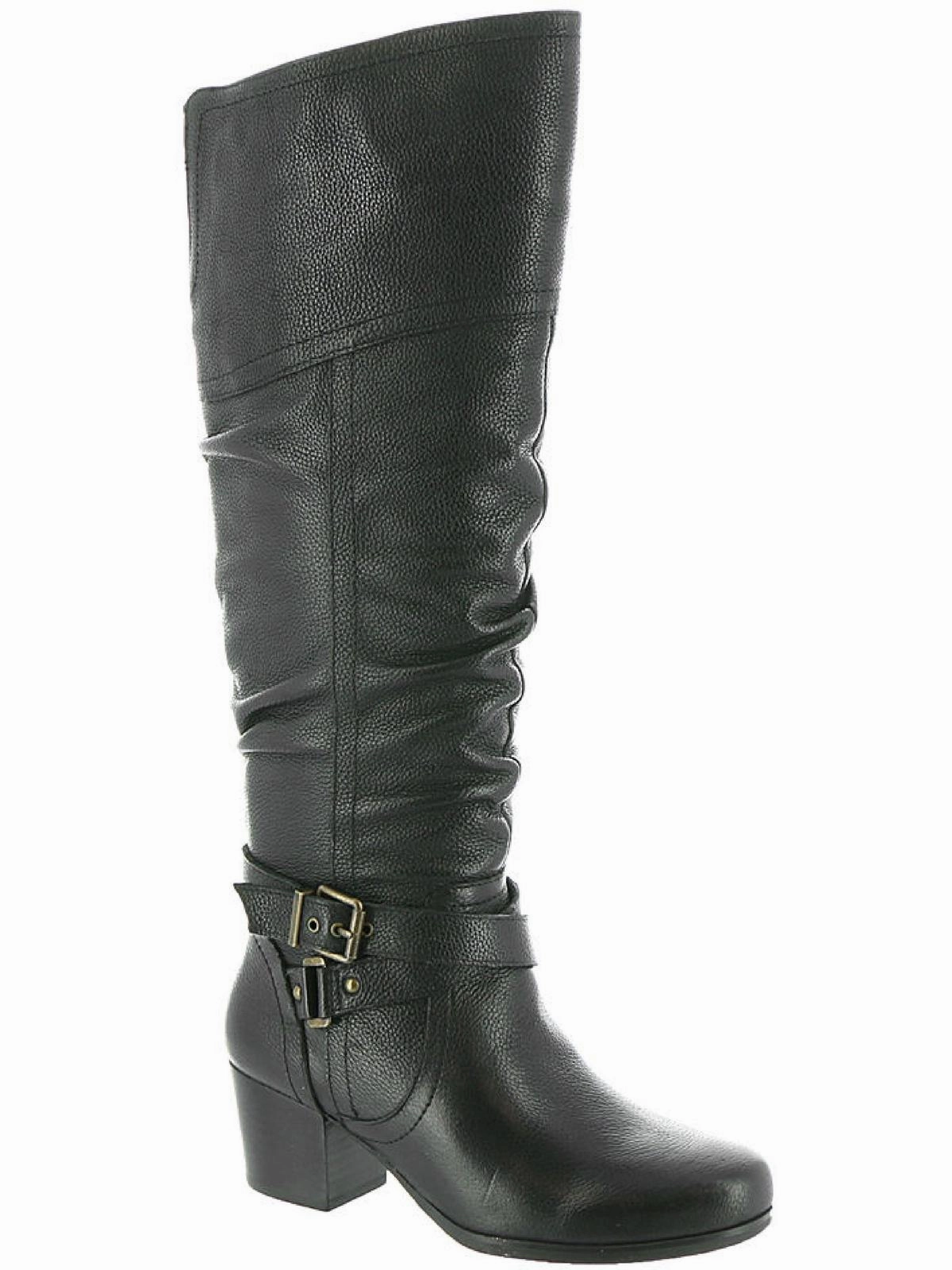 Dakota Womens Leather Stacked Heel Knee-High Boots Rough Walk Anti   Slip Sole