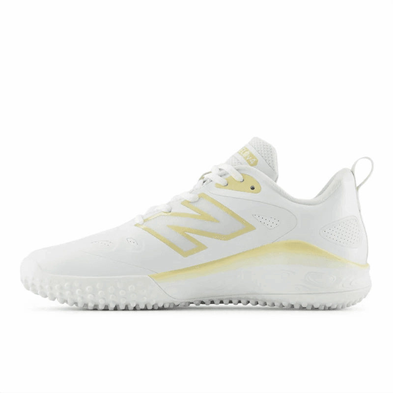 New Balance Women's Fresh Foam x Velo v4 Turf-Trainer Softball Shoes - White/Gold STVELOC4 Ergonomic shoe design