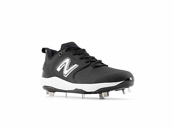 New Balance Men's Fresh Foam X 3000 V6 Metal Baseball Cleats - Black with White - L3000BK6 rainy