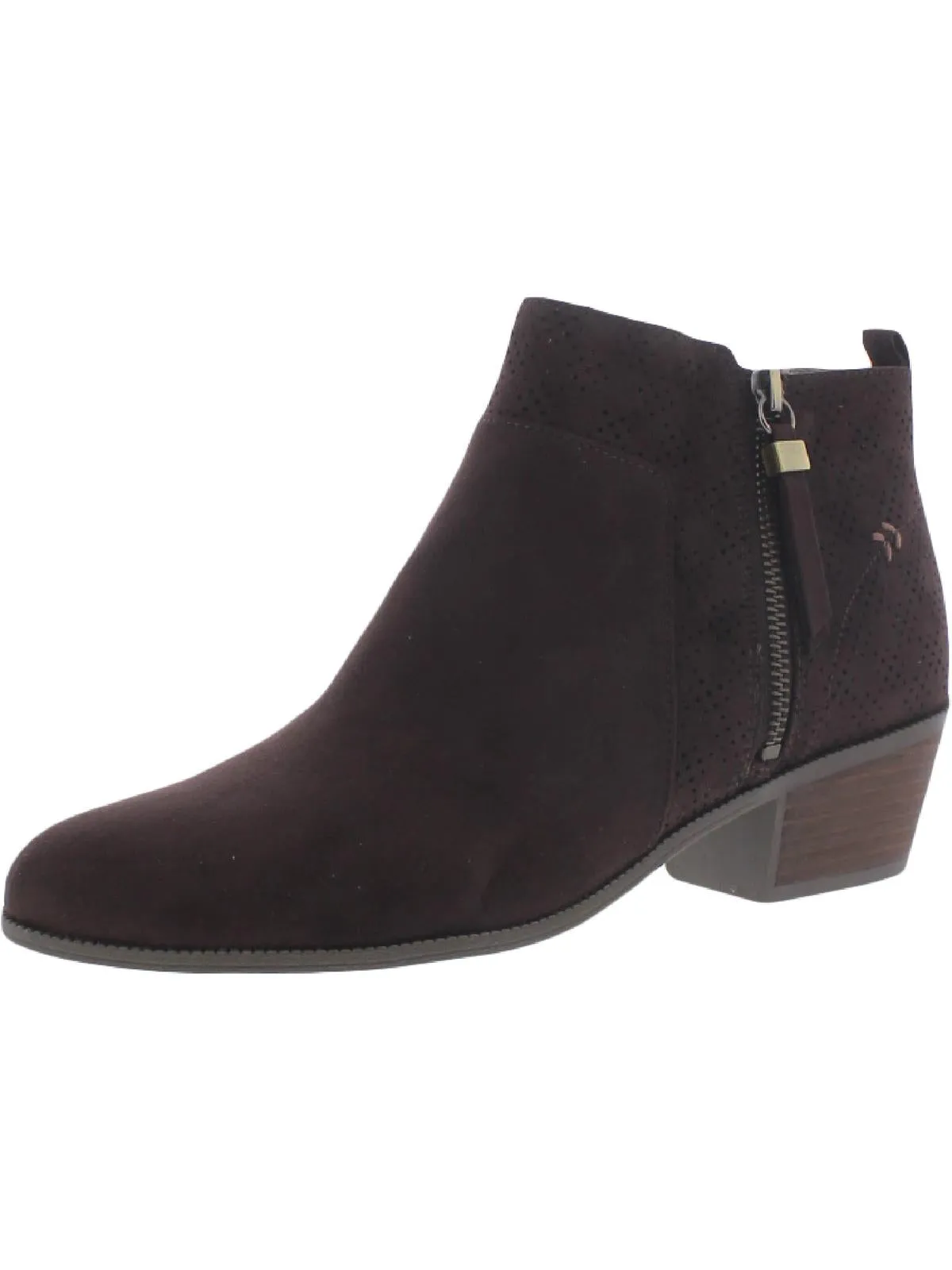 Brianna Womens Faux Suede Stacked Heel Dress Boots Low Profile Adventure Journey
