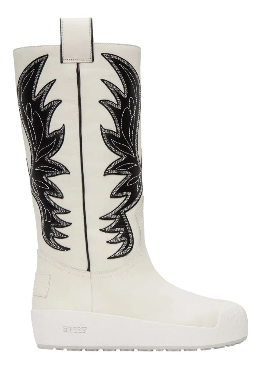 Seamless Comfort Morning Walk Bally Chambery 6302936 Women's White Leather Knee-High Boot