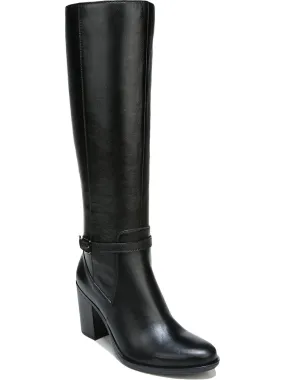 Dance Floor Kalina Womens Leather Block Heel Knee-High Boots