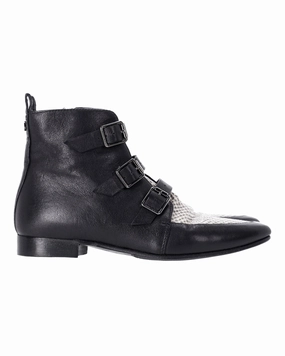 Jimmy Choo Marlin Snake Print Ankle Boots in Black Leather Feather Light Backcountry Camper