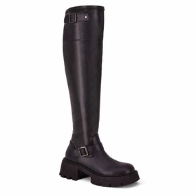 sports Women's Knee High Combat Boots In Black