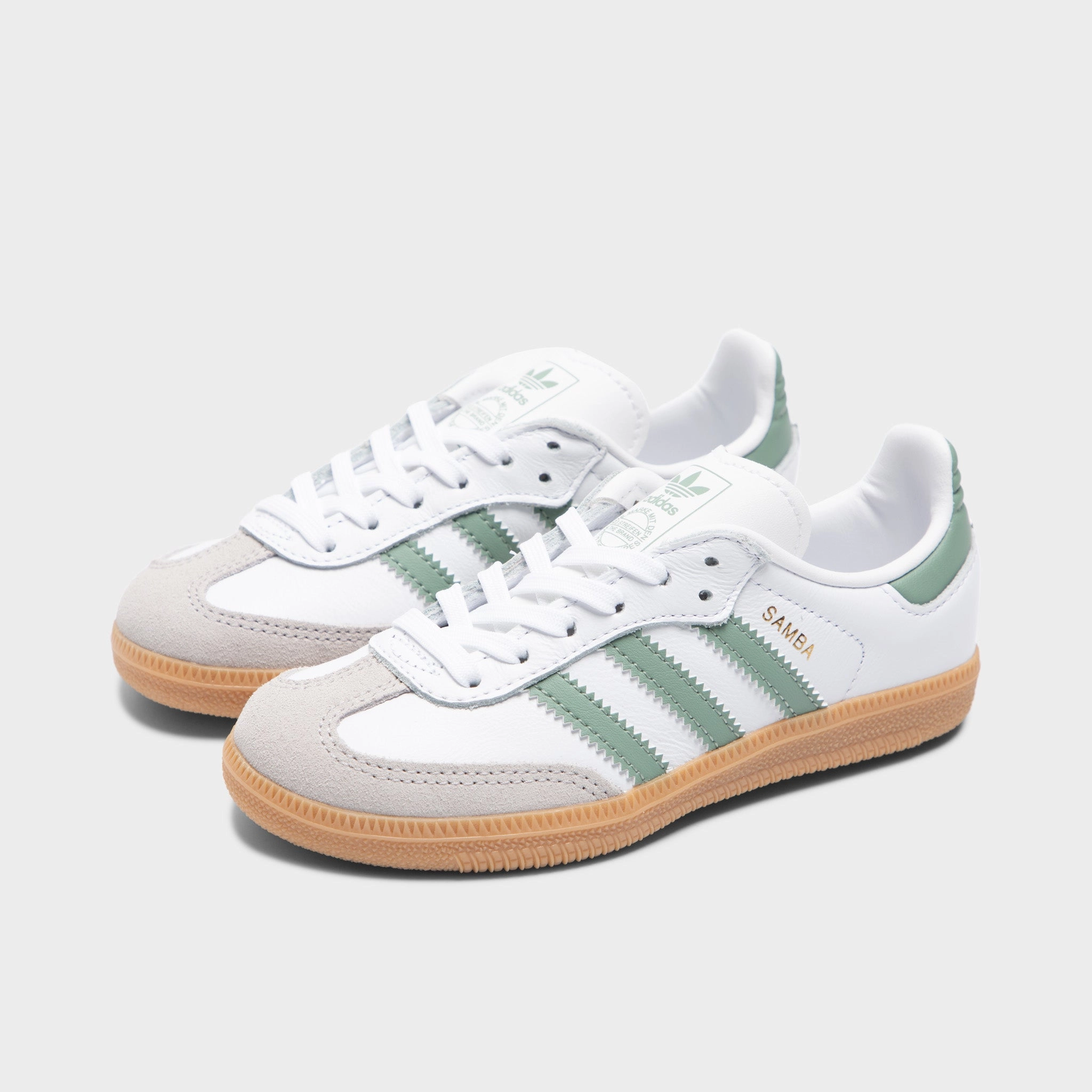 adidas Children's Samba OG Footwear White / Silver Green - Gum Practical Design Slip   Resistant Sole