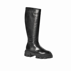 Women Blaze Leather Combat Boot In Black Mud Resistant Daily Walks