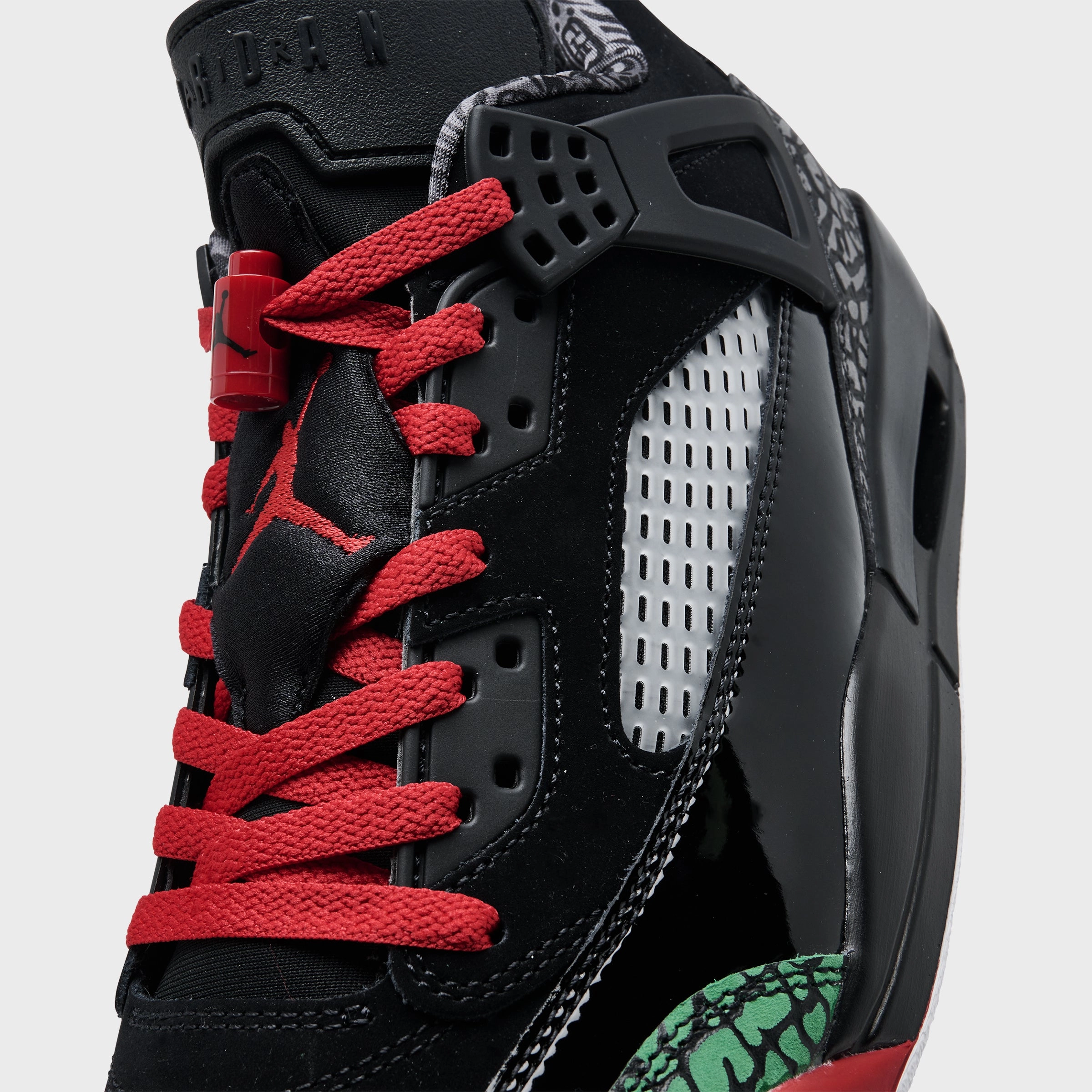 Asymmetric Lacing System Integrated Heel Counter Jordan Spizike Low Black / Varisty Red - Classic Green