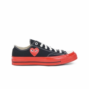 Action Fit Converse x CDG PLAY Chuck '70 All Star Low (Black) Red Sole Men's Shoes AZ-K123-001-1