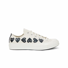 Converse x Comme des Gar?ons PLAY Chuck Taylor '70 All Star Low Milk Multi Heart Men's Shoes AZ-K126-001-2 Soft Landing Slip On Design