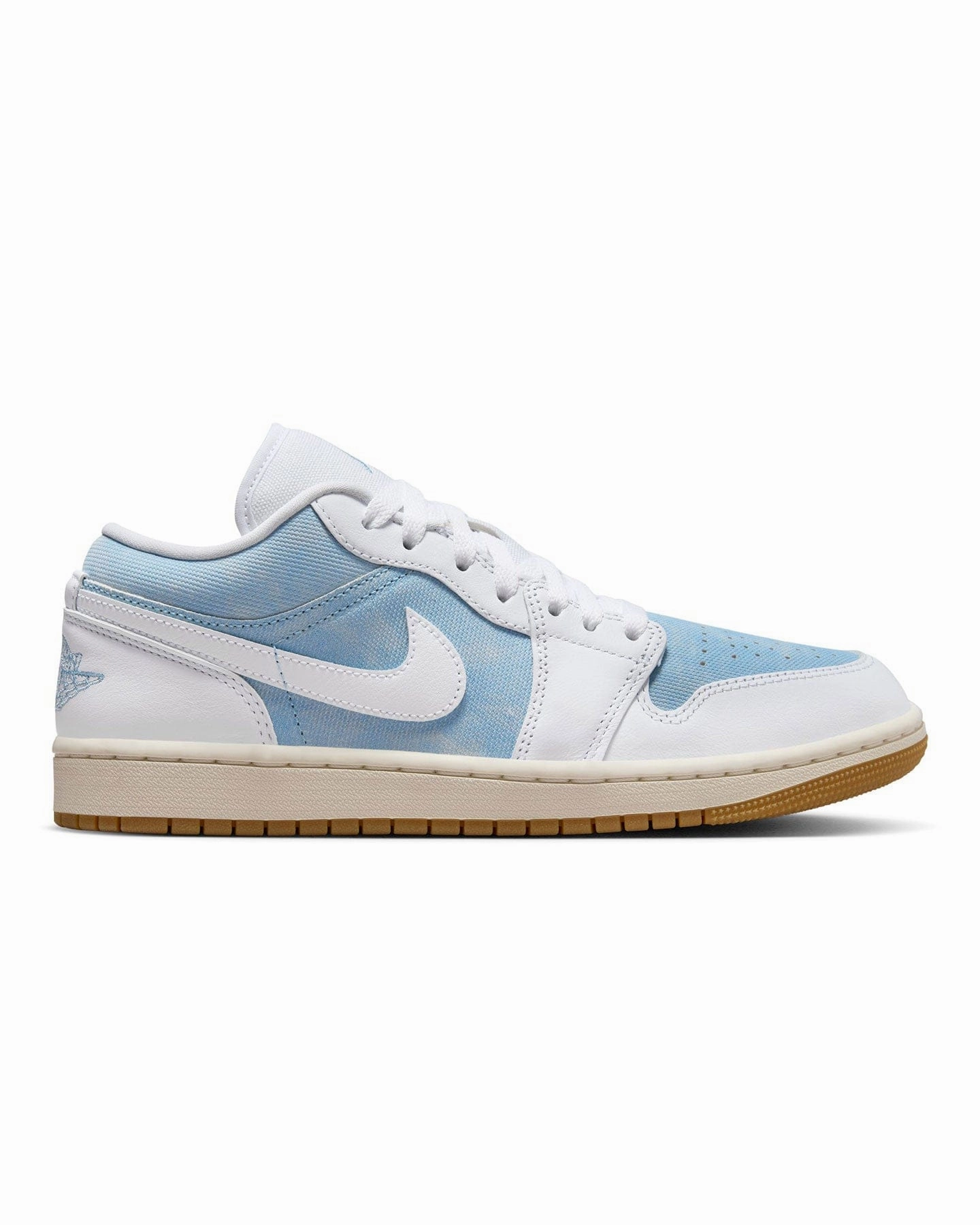 Women's Jordan 1 Low SE - White / Worn Blue - Sail Mesh Fabric