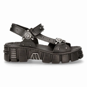 Padded Interior Comfort Seeker Heat   Resistant New Rock Black VEGAN Leather Sandals-BIOS120-V1