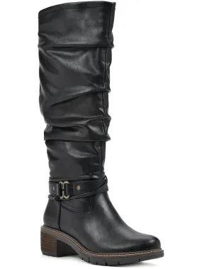 Strong Mood Crammers Womens Faux Leather Slouchy Knee-High Boots