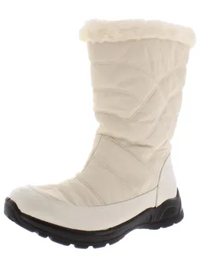 Cuddle Womens Quilted Faux Fur Winter Boots Deep Tread Lace Up