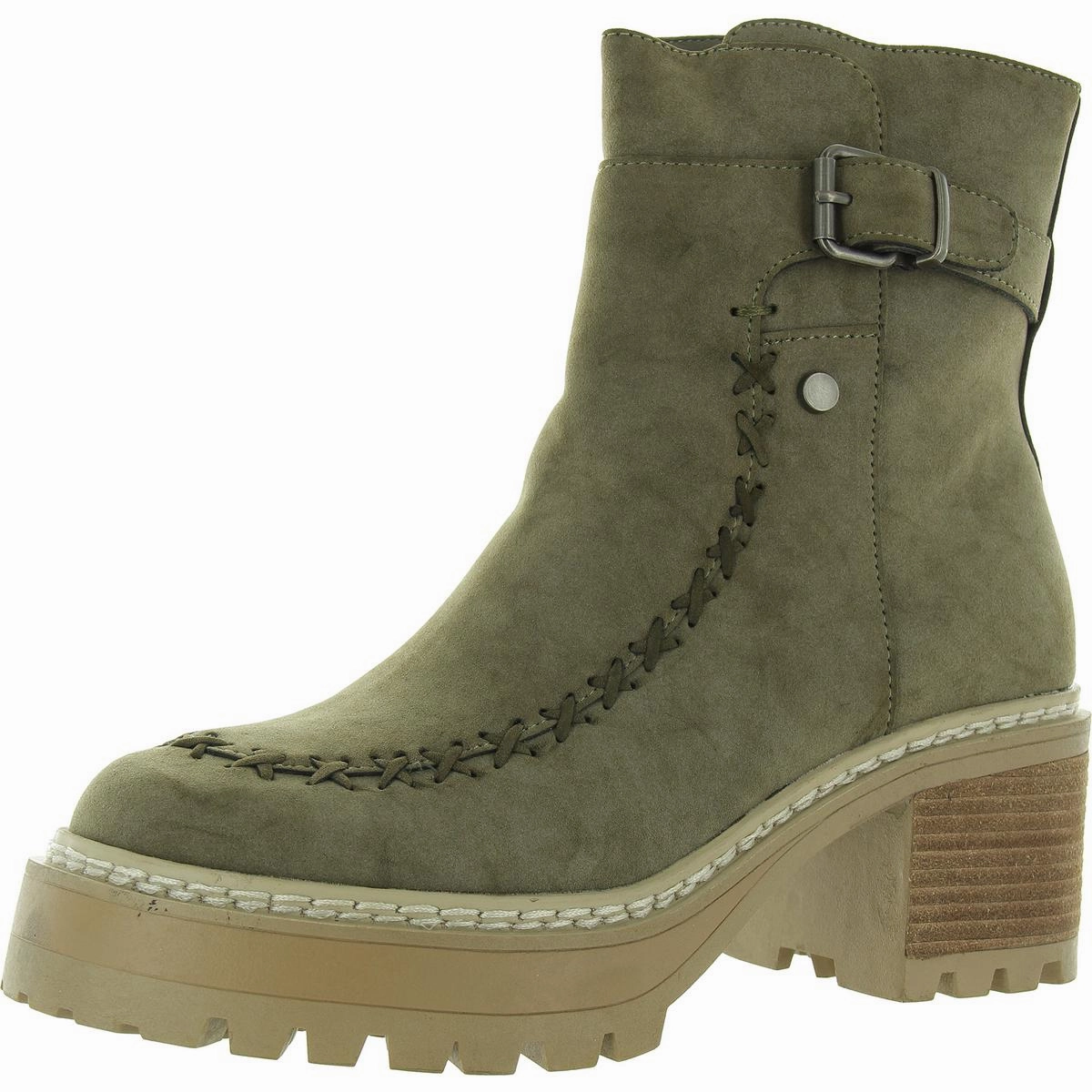 TOULA Womens Faux Leather Lugged Sole Ankle Boots Thermal Core All Day Wear