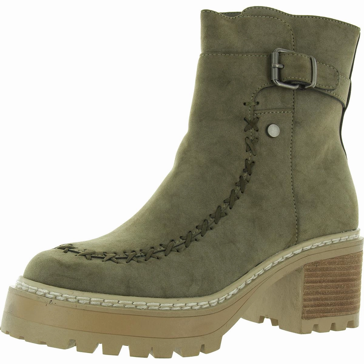 Urban Fashion TOULA Womens Faux Leather Lugged Sole Ankle Boots