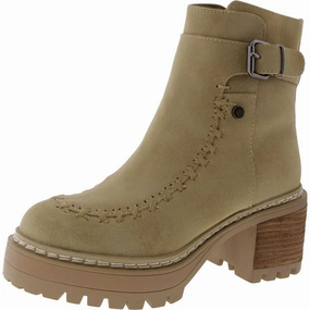 TOULA Womens Faux Leather Lugged Sole Ankle Boots Waterproof Trail Runner