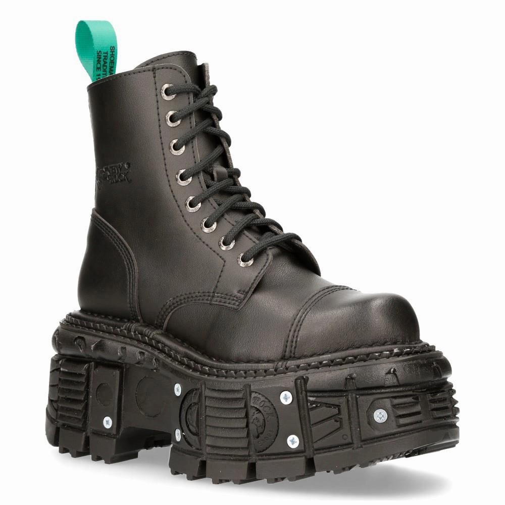 New Rock Vegan Leather Combat Platform Boots- TANKMILI083C-V2 Non Marking