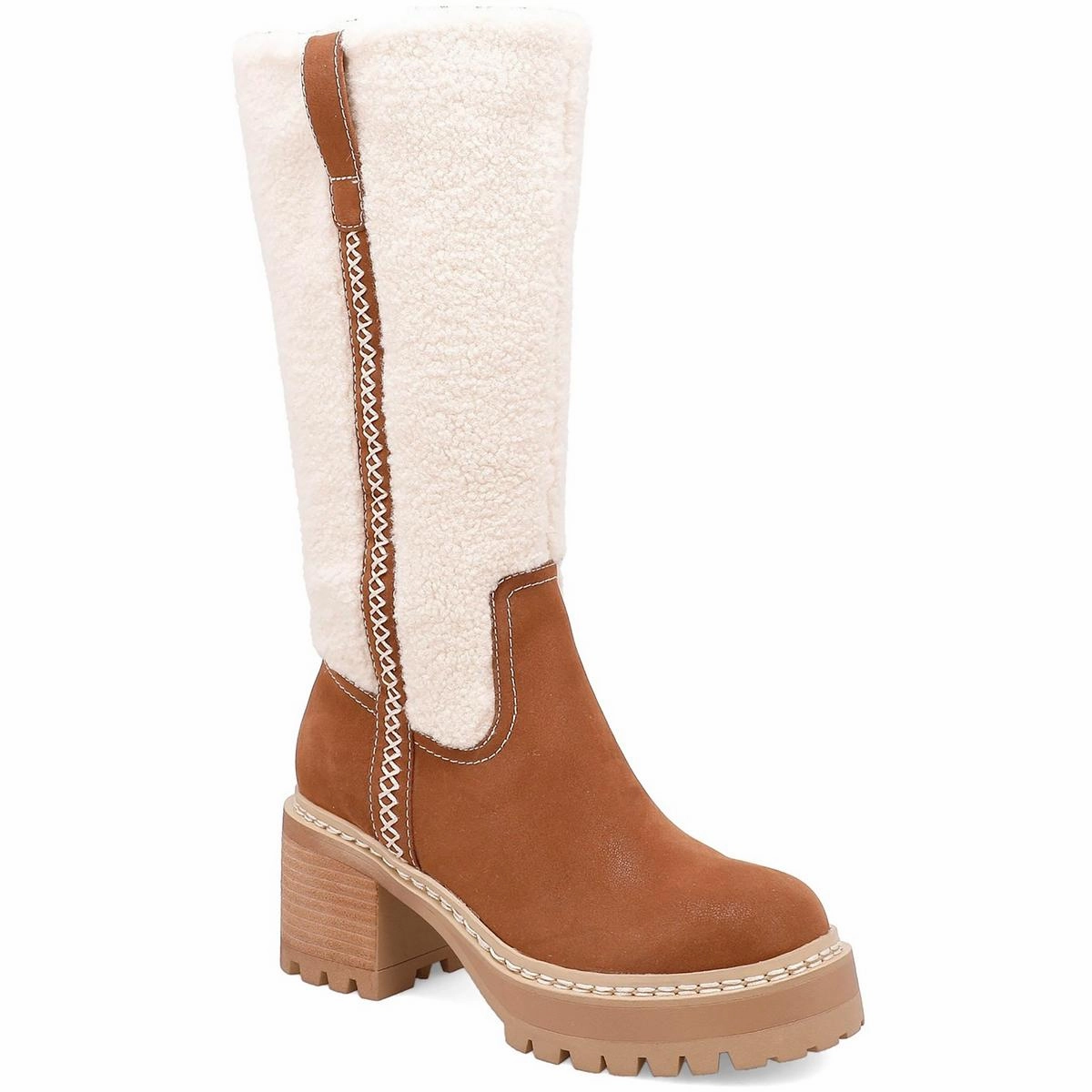 All-Purpose Use Multi   Purpose Teirson Womens Block Heel Faux Fur Knee-High Boots