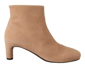 Padded Interior Rough Terrain Statement Piece DEL CARLO Suede Leather Mid Heels Pumps Boots Women's Shoes