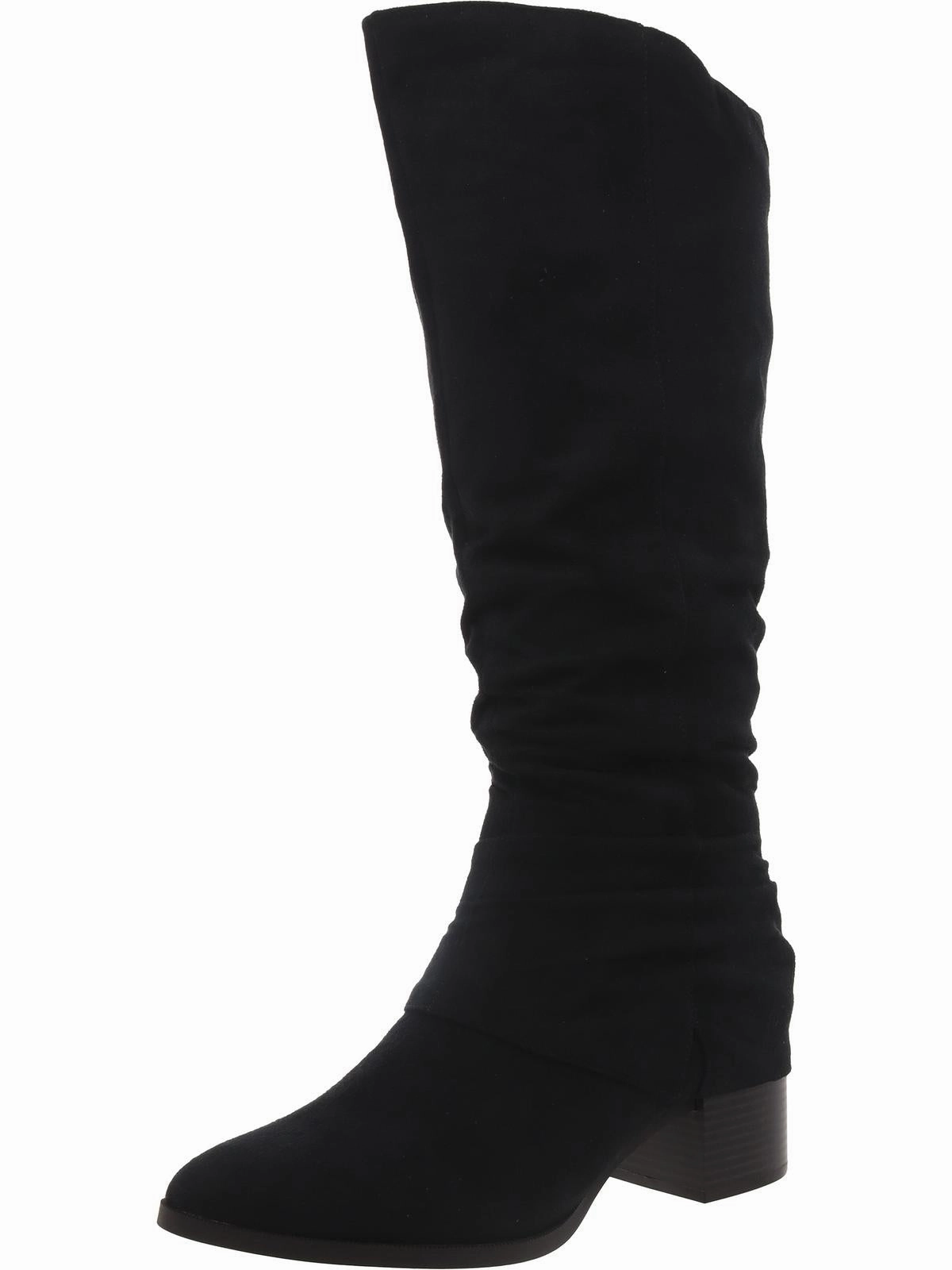 Delilah Womens Faux Suede Zipper Knee-High Boots Mud Resistant Stylish Explorer
