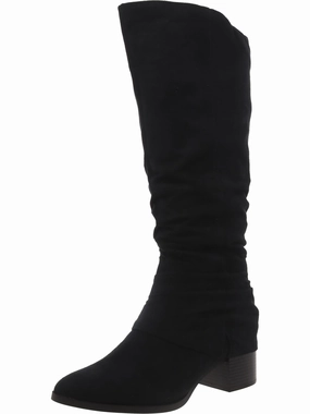 Delilah Womens Faux Suede Zipper Knee-High Boots Mud Resistant Stylish Explorer