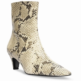Mud Resistant Daily Walks Dellia Womens Snake Print Leather Mid-Calf Boots