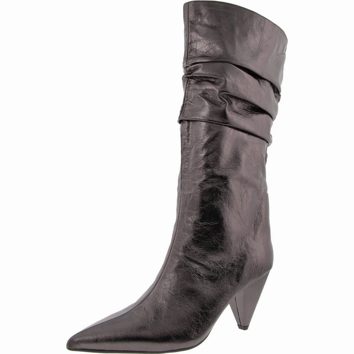 Gold Shine Insulated Urban Commute Diiannaa Womens Slouchy Faux Leather Knee-High Boots