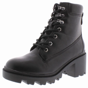 Practical Supportive Fit Dillan Womens Faux Leather Heels Combat Boots